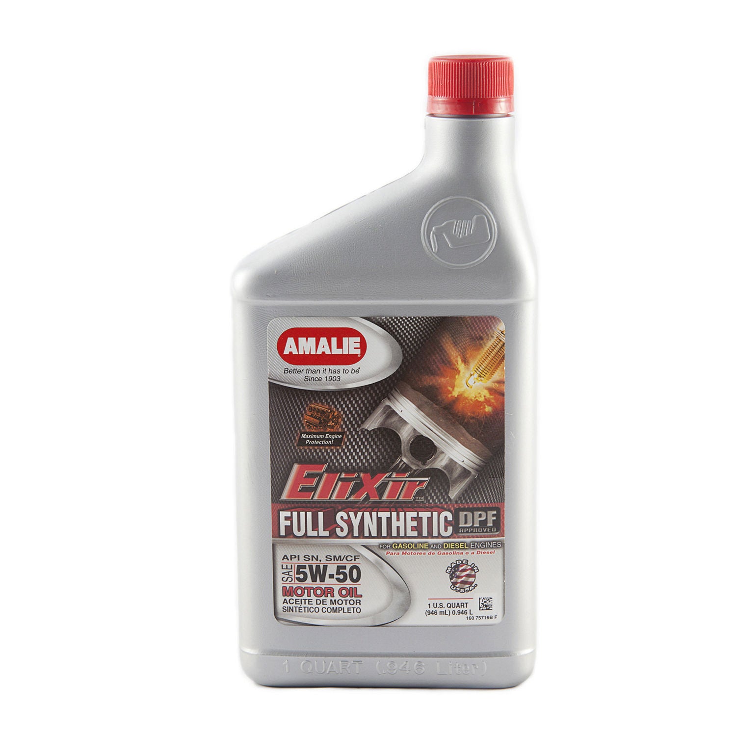 Amalie Elixir Full Synthetic Motor Oil - 5W-50 Oil - 1 Quart Bottle (Case of 12)