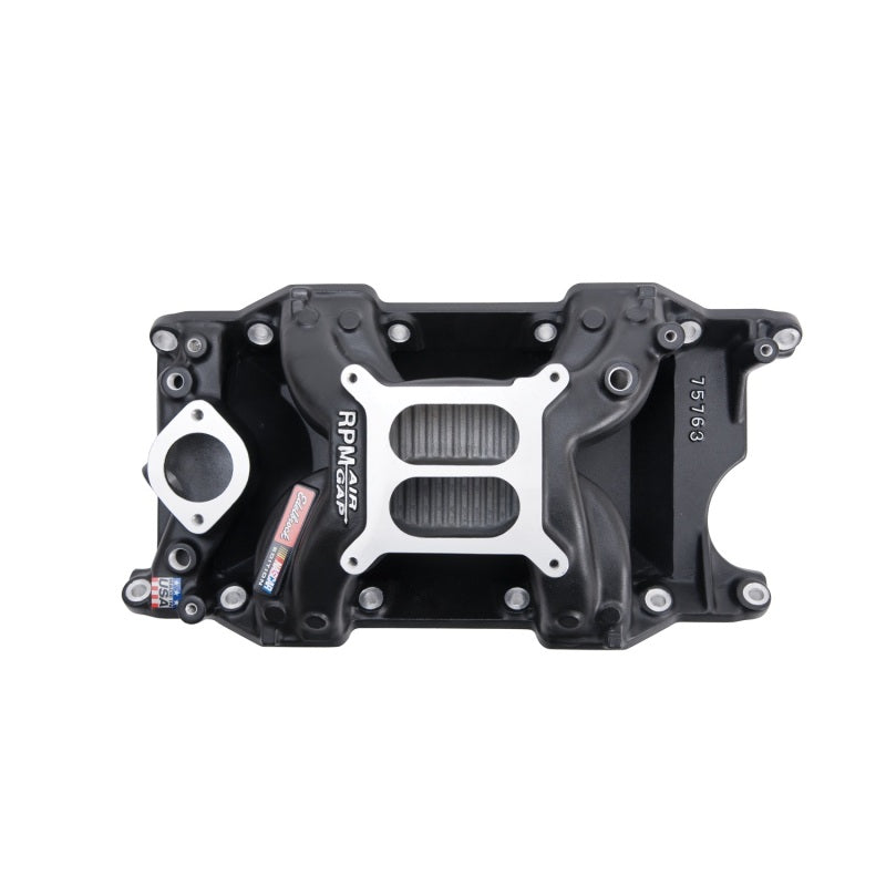 Edelbrock RPM Air-Gap 340 / 360 Square Bore Dual Plane Intake Manifold - Black Powder Coat - Small Block Mopar