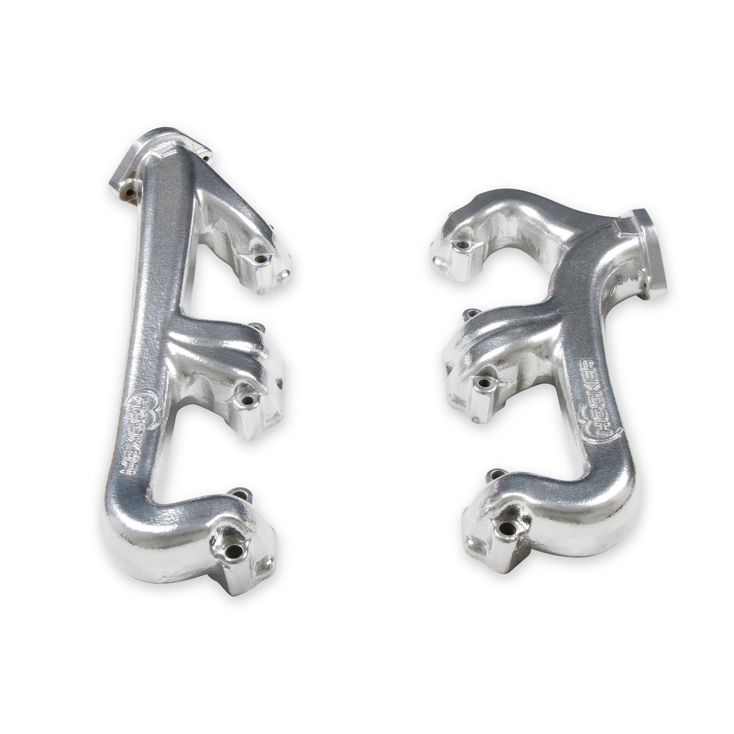 Hooker Exhaust Manifold - Raised D-Port - Iron - Silver Ceramic - Small Block Chevy - (Pair)