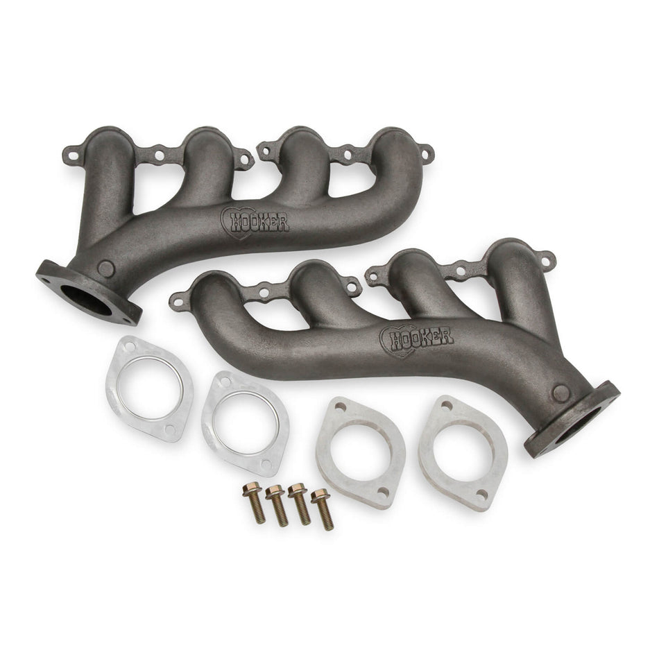Hooker LS Cast Iron Exhaust Manifold - 2.50" Outlet - Ductile Iron - Natural - GM LS-Series (Pair)