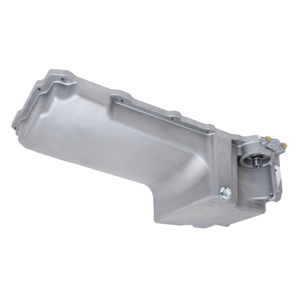 Racing Power Rear Sump Engine Oil Pan - 5-1/2 qt - Stock Depth - Aluminum - Satin - GM LS-Series