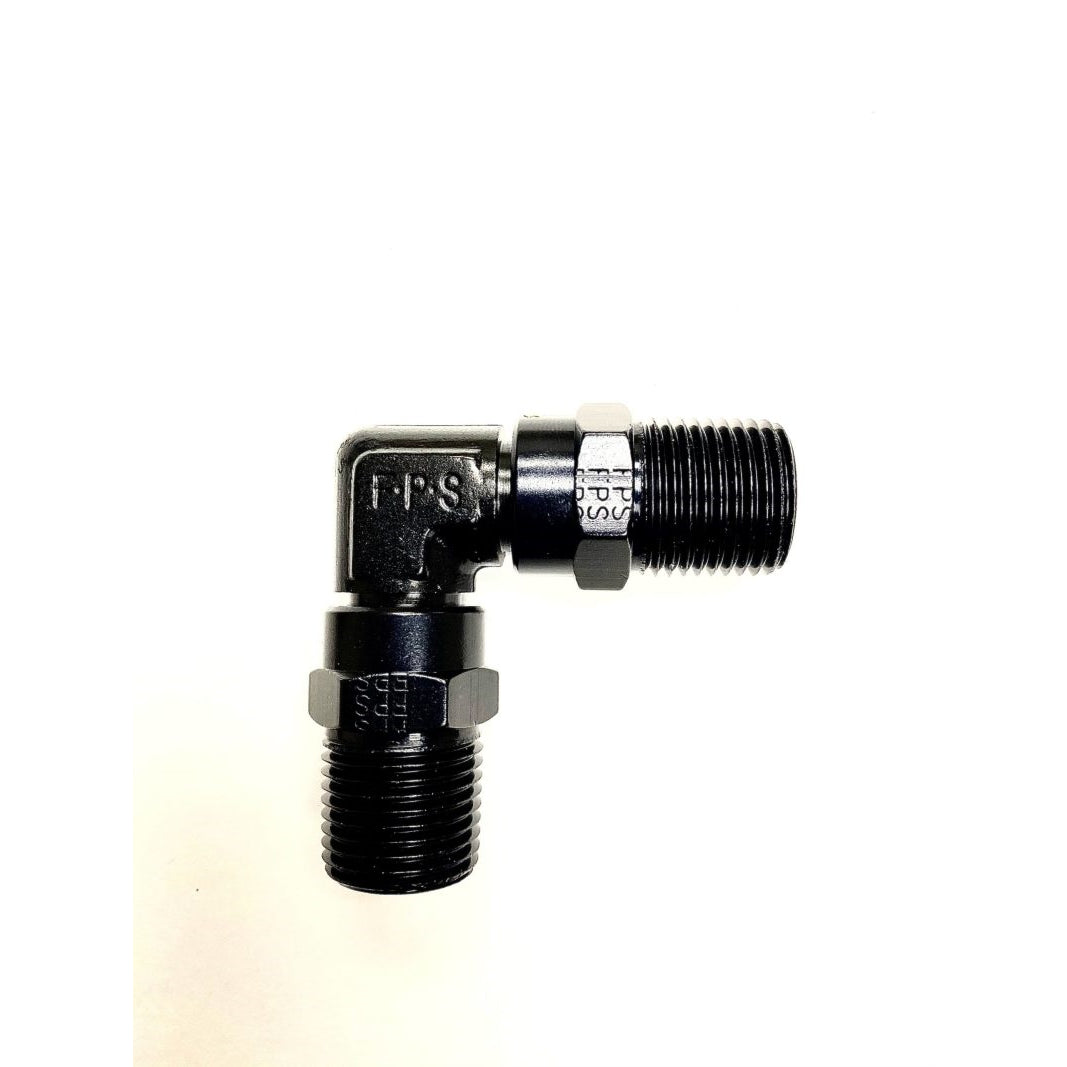Fragola Adapter Fitting - 90 Degree - 10 AN Male O-Ring to 10 AN Male O-Ring - Aluminum - Black