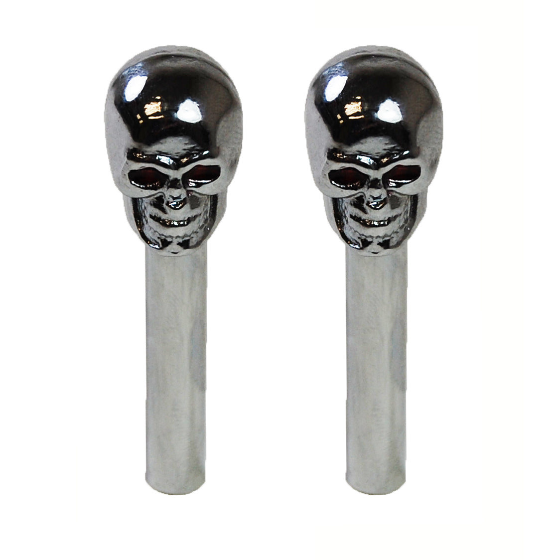 Racing Power Skull Door Lock Knobs - Plastic - Chrome (Pair)