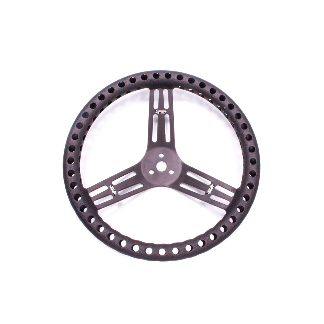 Longacre 14" Black Aluminum Non-Coated Steering Wheel - Dished - Drilled