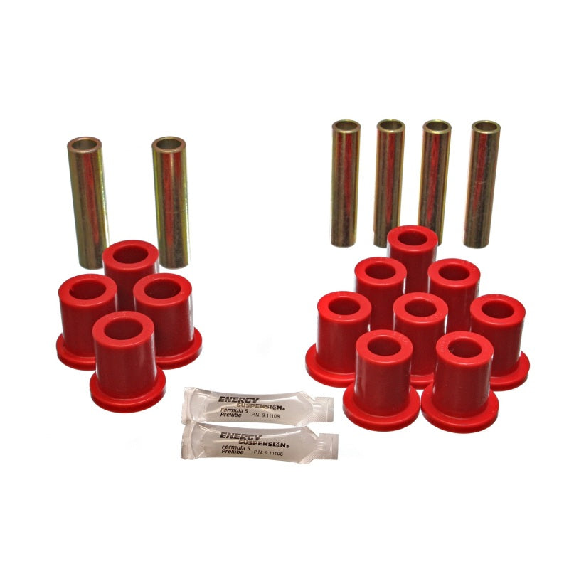 Energy Suspension Hyper-Flex Rear Leaf Spring Bushing Kit - Red / Cadmium - Ford Fullsize SUV / Truck 1973-79