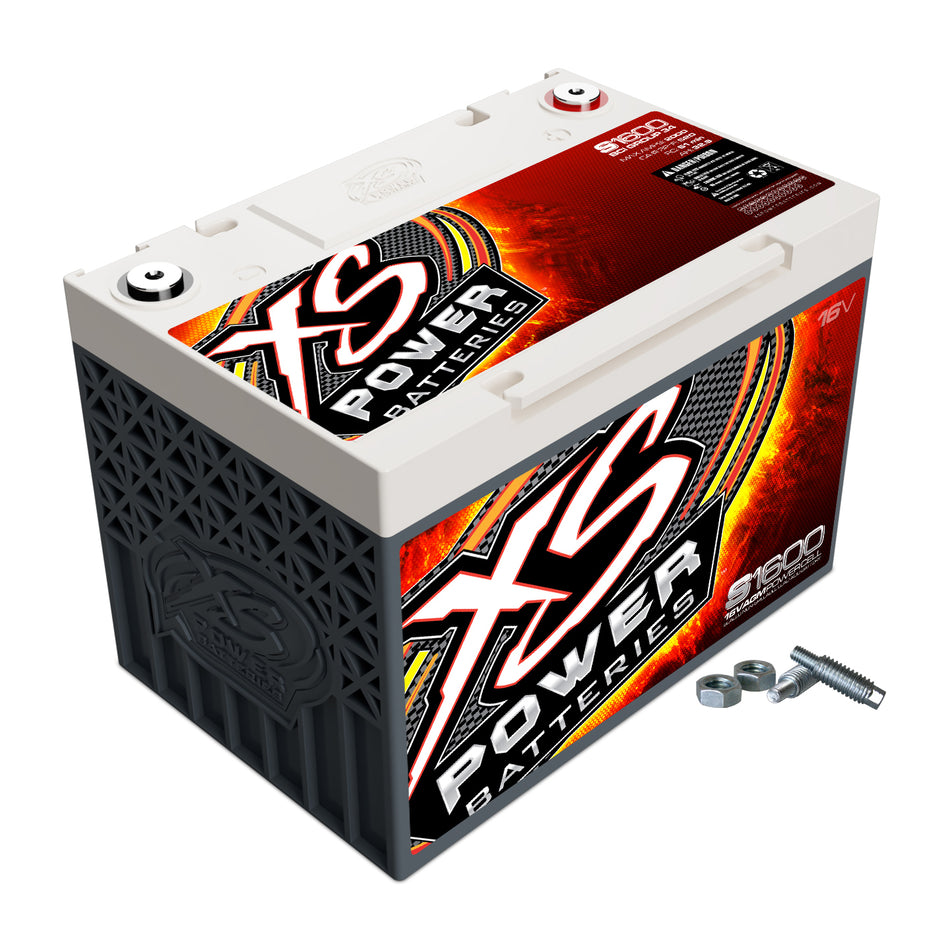 XS Power Battery S Series AGM Battery - 16V - 500 Cranking amps - Threaded Terminals - Top Terminals - Studs Included - 10.24 in L x 7.20 in H x 6.75 in W
