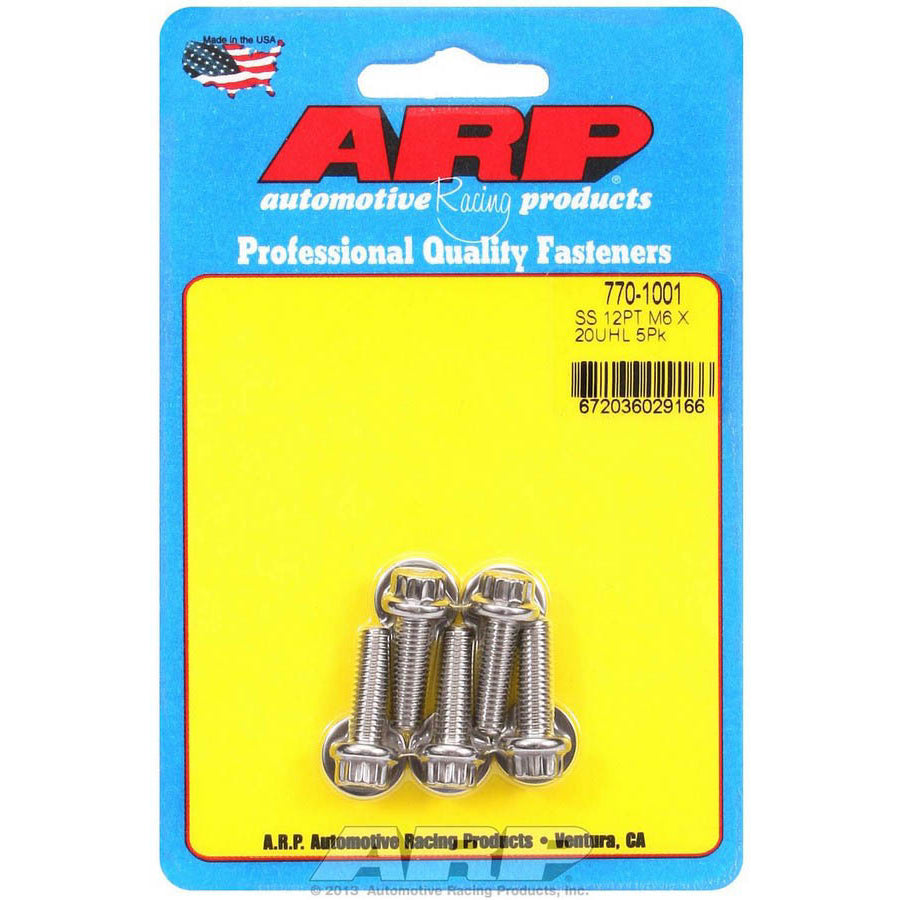 ARP Stainless Steel Bolt Kit - 12 Point (5) 6mm x 1.00 x 20