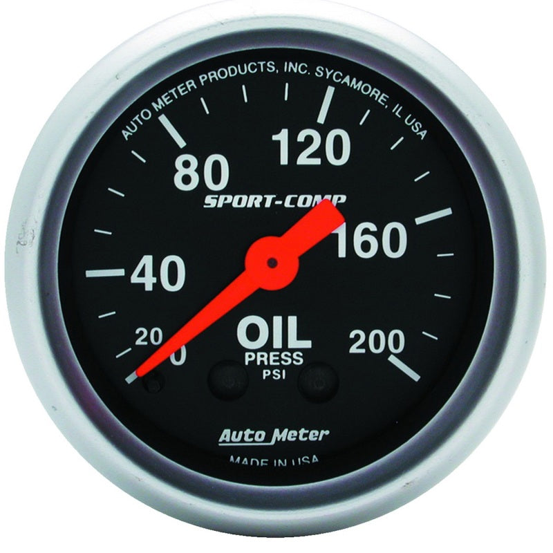 Auto Meter 2-1/16" Mini Sport-Comp Oil Pressure Gauge - 0-200 PSI