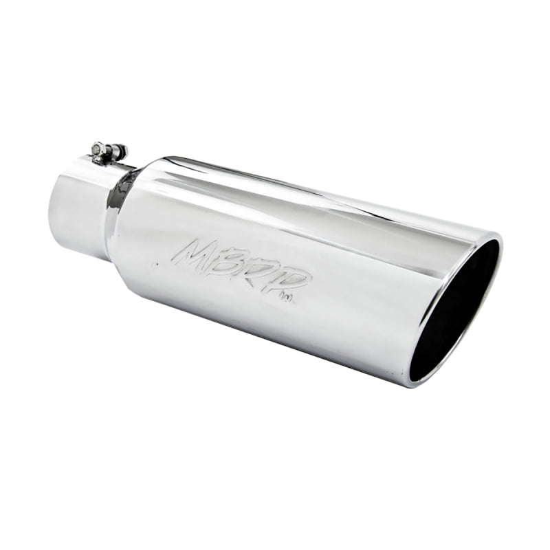 MBRP Exhaust Tip - 4" Inlet - 6" Round Outlet - 18" Length - Single Wall - Rolled Edge - Angled Cut - Stainless - Chrome