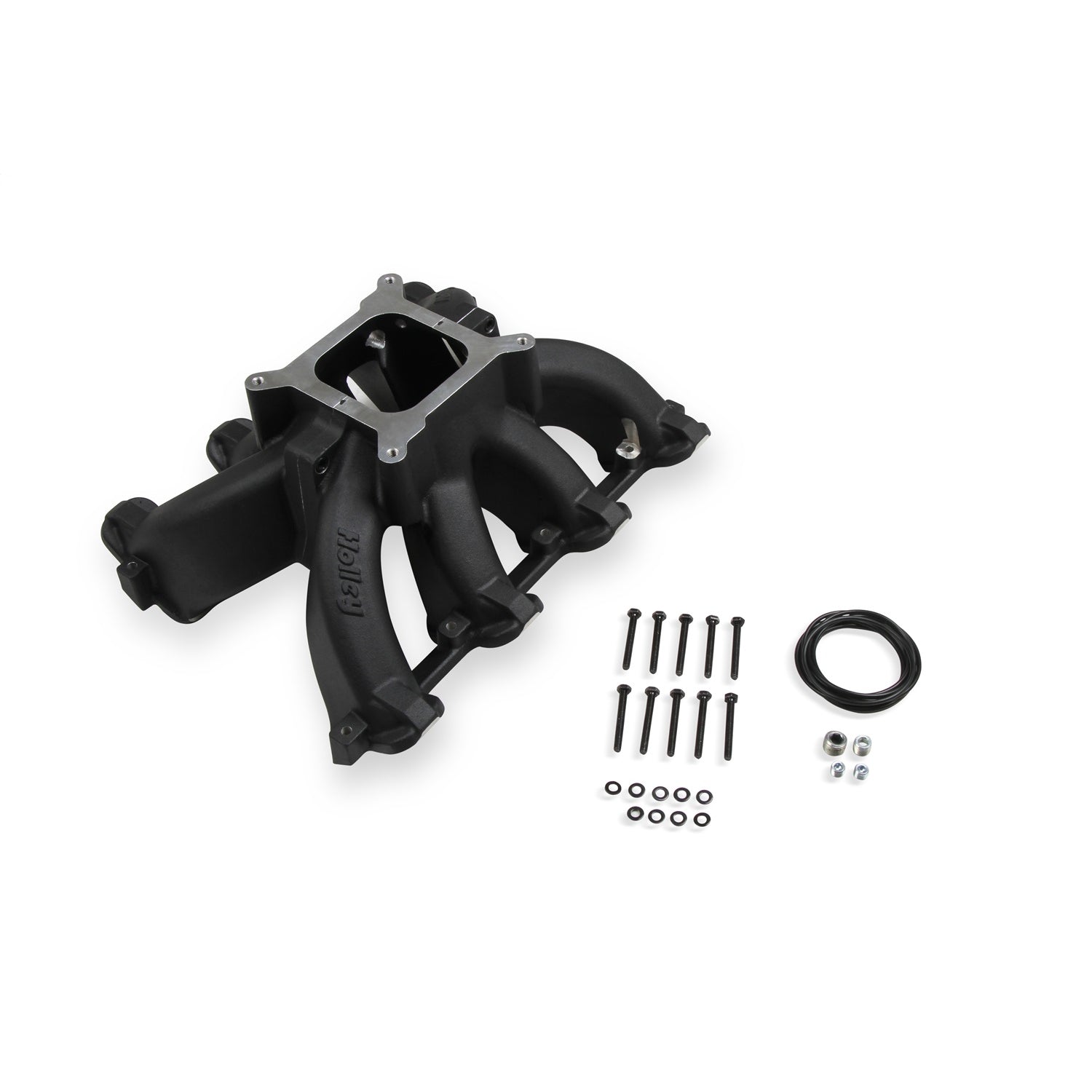 Holley EFI LS Split Intake Manifold - Square Bore - Single Plane - Black Ceramic - LS1/LS2/LS6 - GM LS-Series