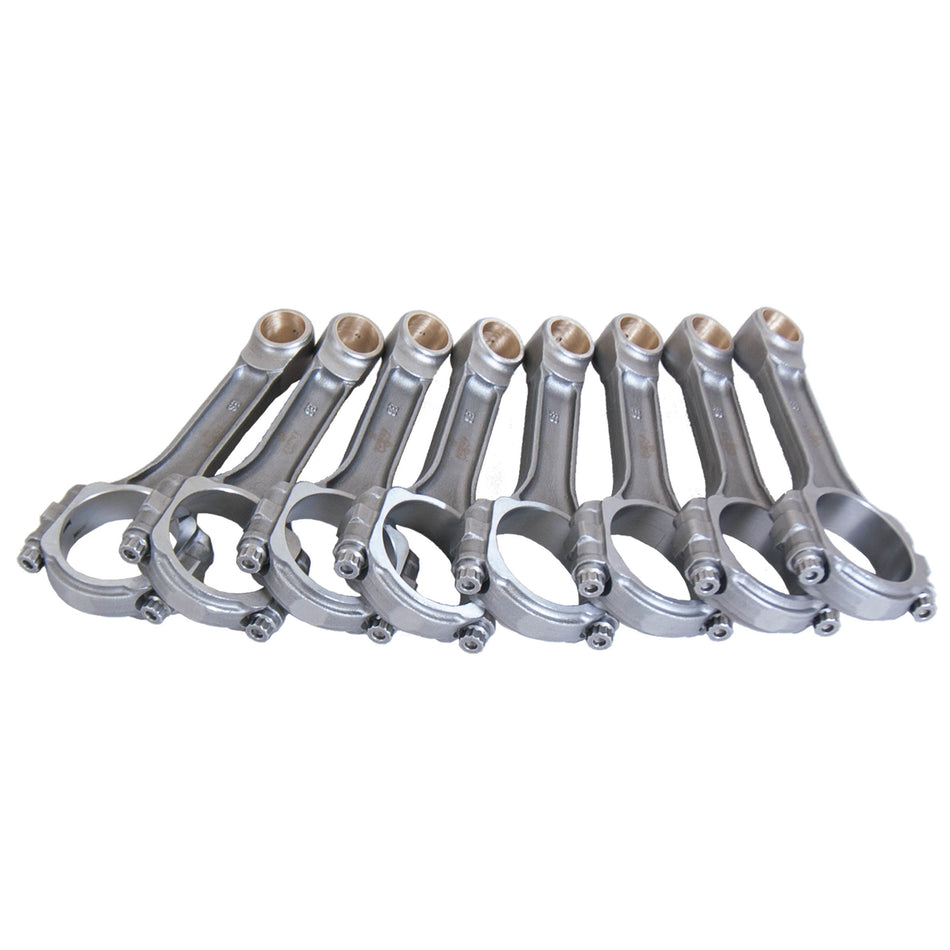 Eagle "SIR" I-Beam Forged 5140 Steel Connecting Rods - SB Chevy - Bushed Pin - 6.125" Length - 600 Grams - (Set of 8)