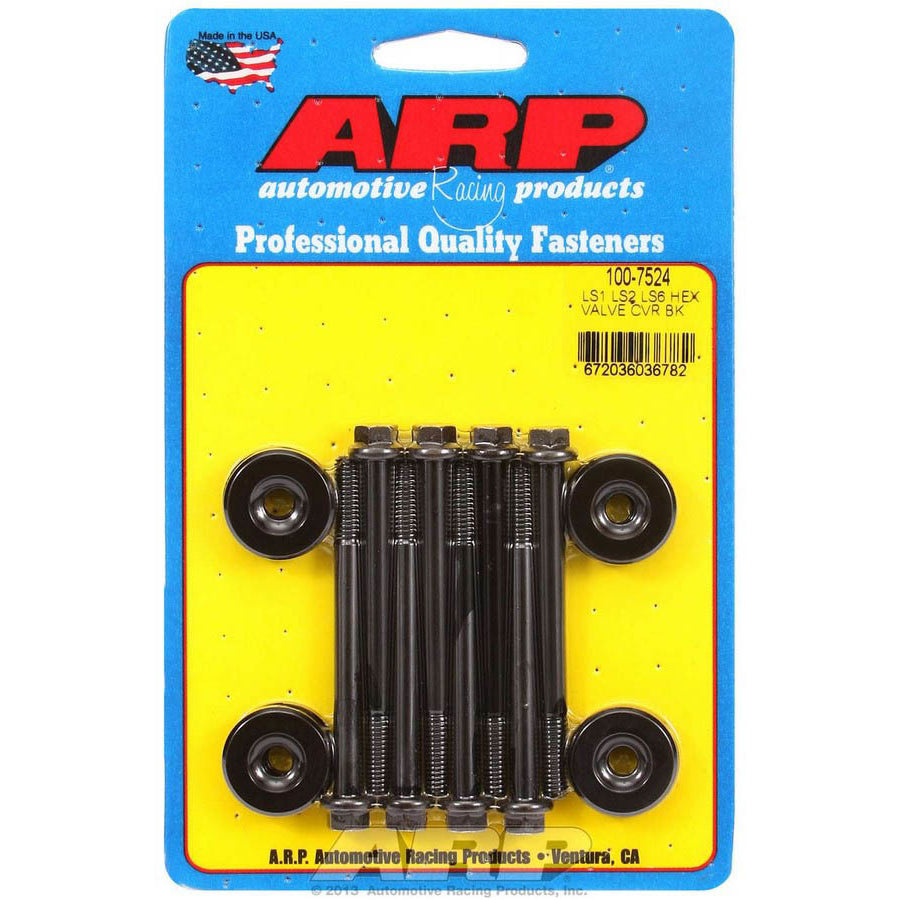 ARP Valve Cover Fastener - 6 mm Male Thread - 2.755" Long - Hex Head - Washers Included - Chromoly - Black Oxide - GM LS-Series - (Set of 8)