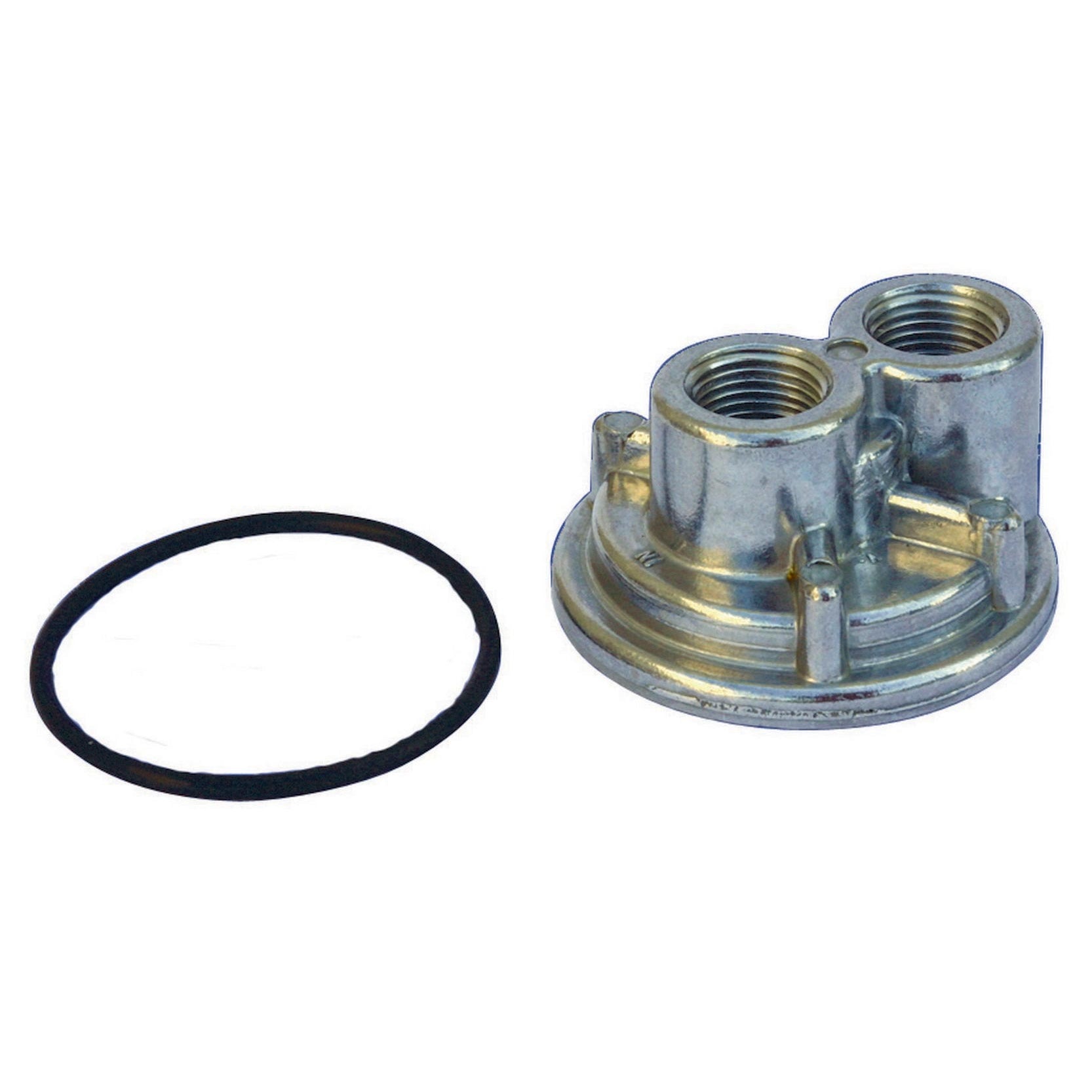 Perma-Cool Bypass Oil Filter Adapter 3/4-16" Center Thread Two 1/2" NPT Female Ports Billet Aluminum