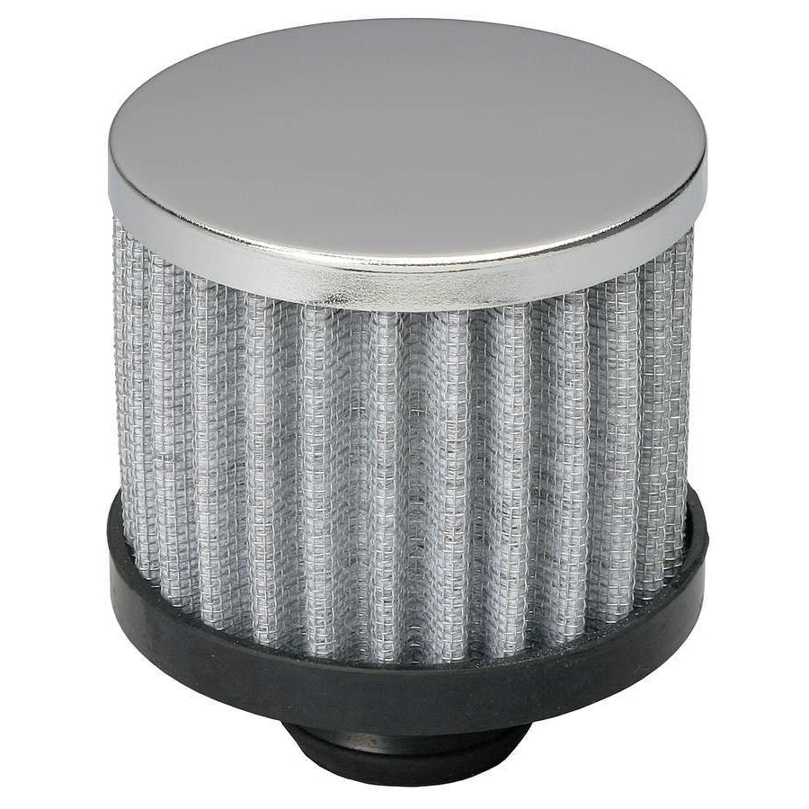 Trans-Dapt Push-In Round Breather - 1-1/4 in Hole - 3 in Tall - Filtered - Chrome