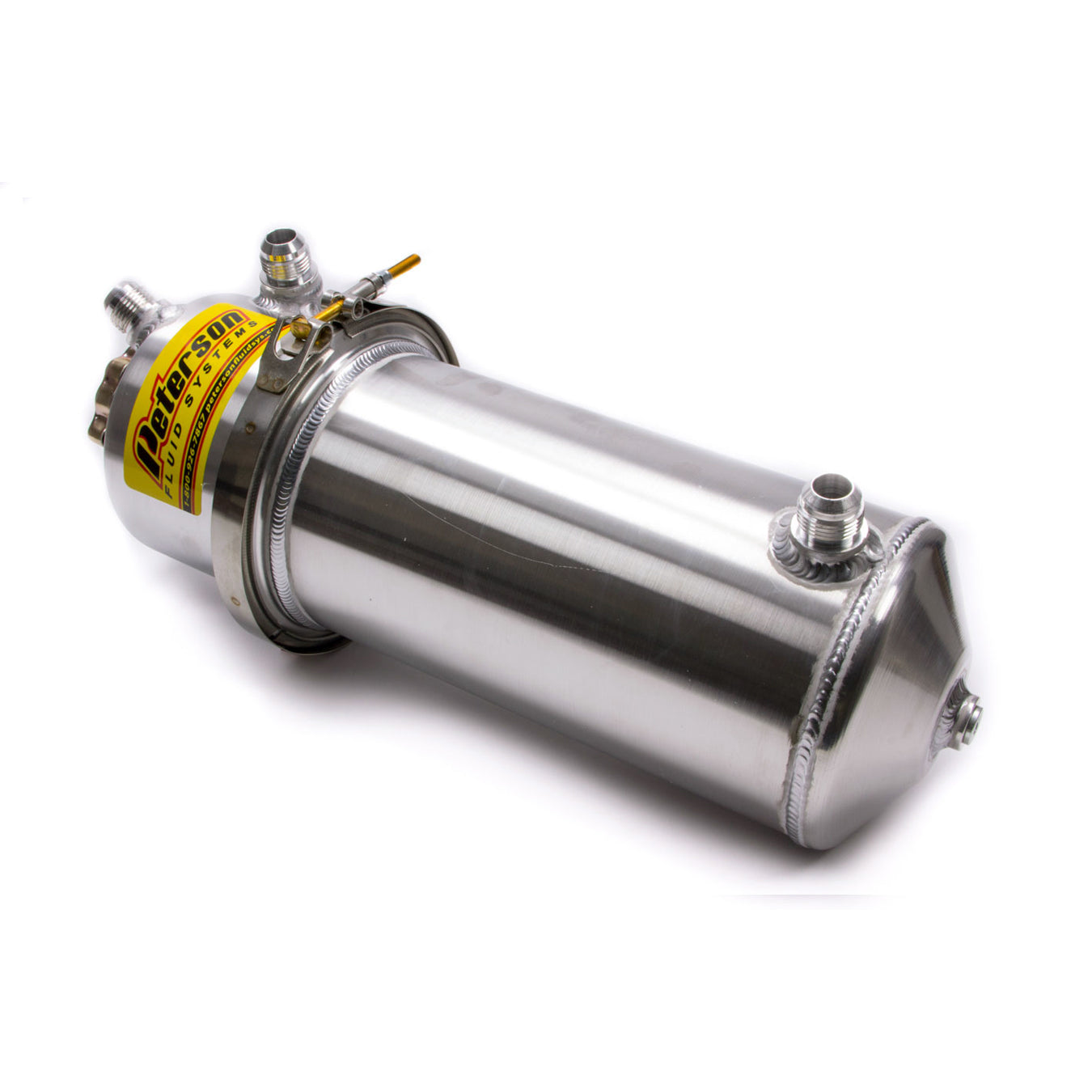 Peterson Fluid Systems Dry Sump Oil Tank 1.5 gal 14-5/8" Tall 6" OD - 12 AN Male O-Ring Inlets/Outlet