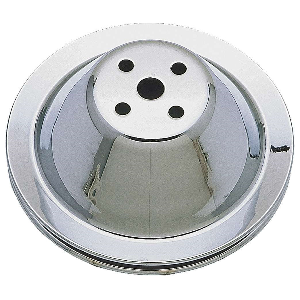 Trans-Dapt V-Belt 1 Groove Water Pump Pulley - 7.1 in Diameter - Chrome - Short Water Pump - Small Block Chevy