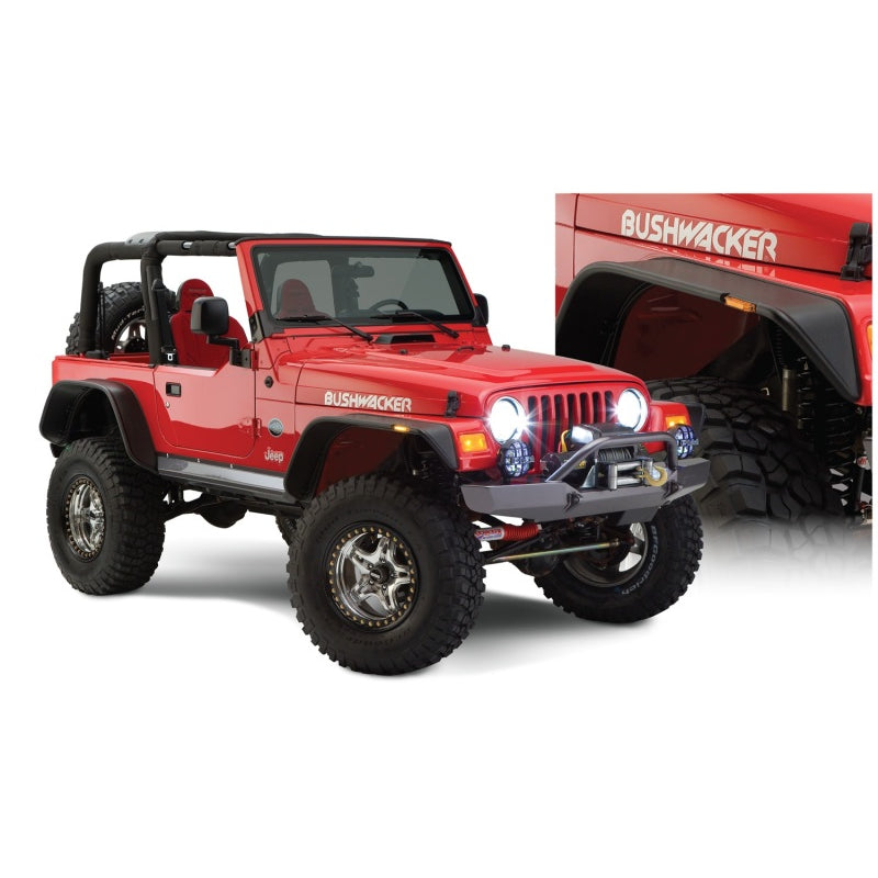 Bushwacker Flat Style Front / Rear Fender Flare - 6 in Wide - Black - Jeep Wrangler TJ 1997-2006