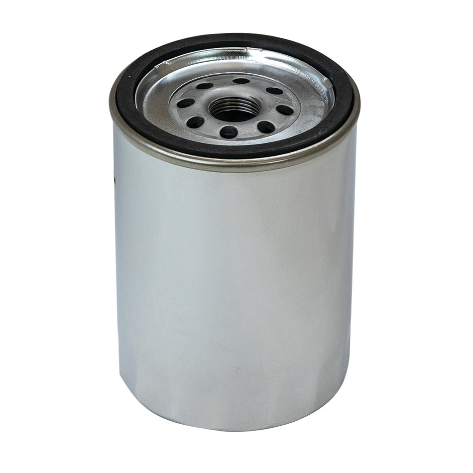 Moroso Screw-On Canister Oil Filter - 5.250 in Tall - 13/16-16 in Thread - Chrome - Chevy Long Type