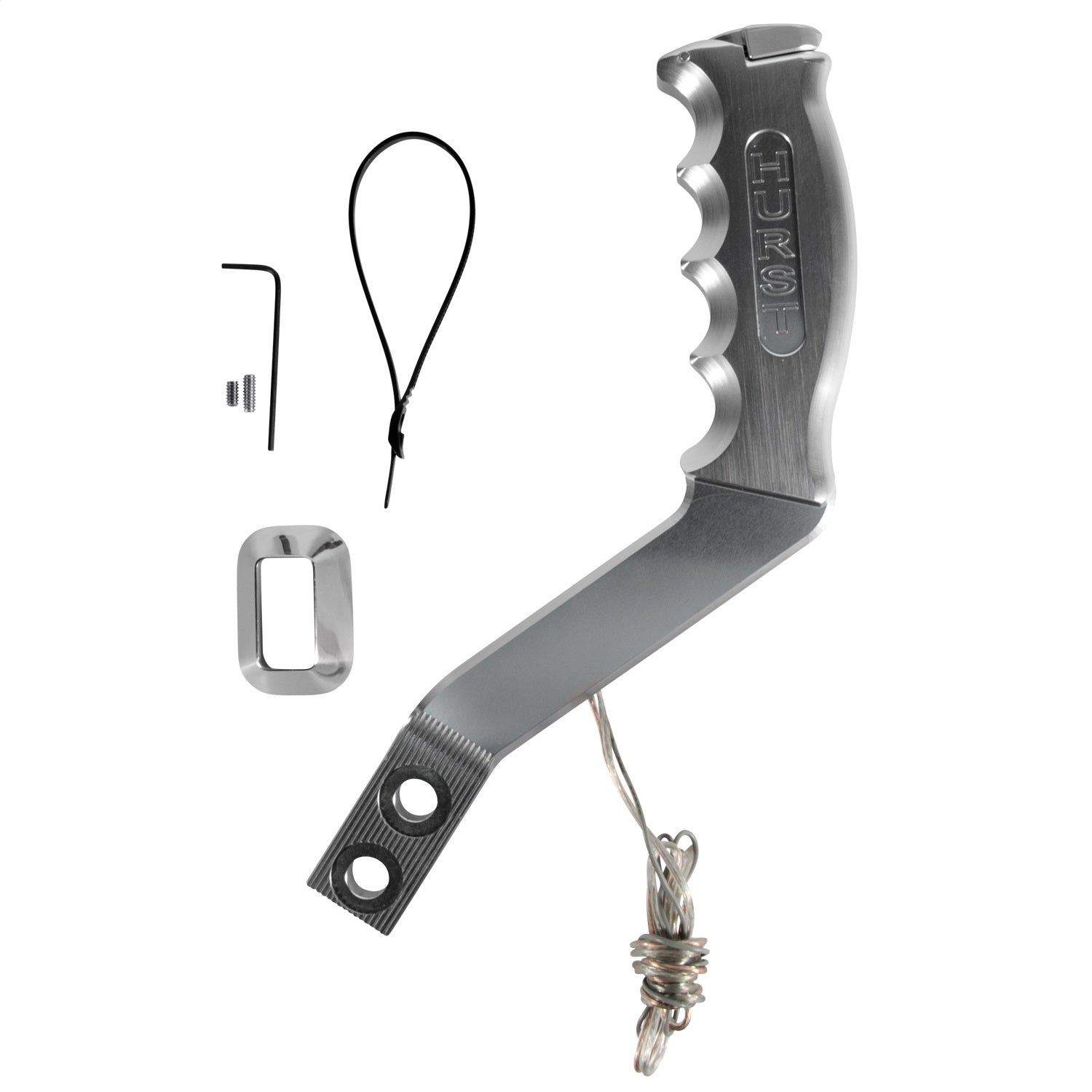 Hurst Shifters Nitro Stick Shifter Stick Double Bend 8-3/4" Pistol Grip - 12V Button - Clear Anodize