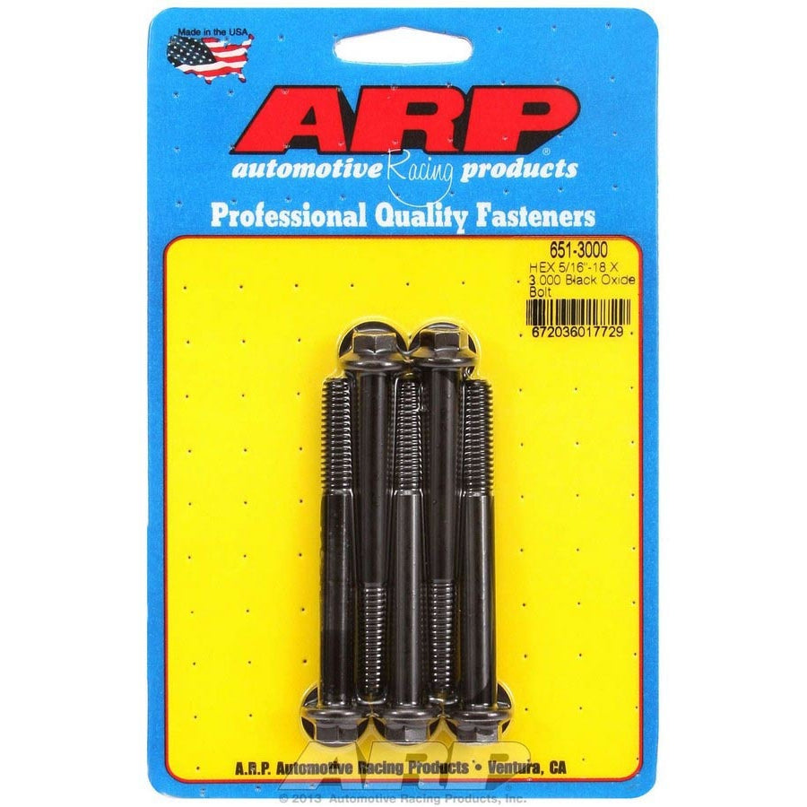 ARP Bolt - 3.000" Long - 3/8" Hex Head - Chromoly - Black Oxide - Universal - (Set of 5)