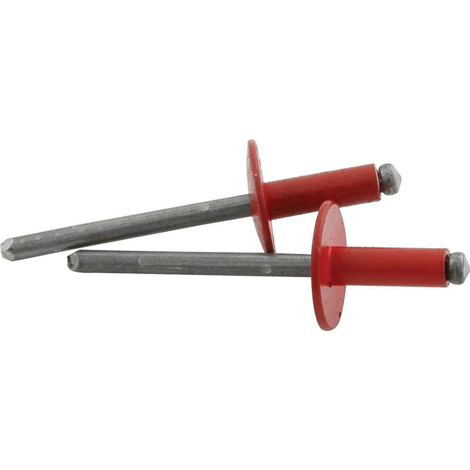 Allstar Performance 3/16" Large Head Rivets - Red - (250 Pack) - Steel Mandrel