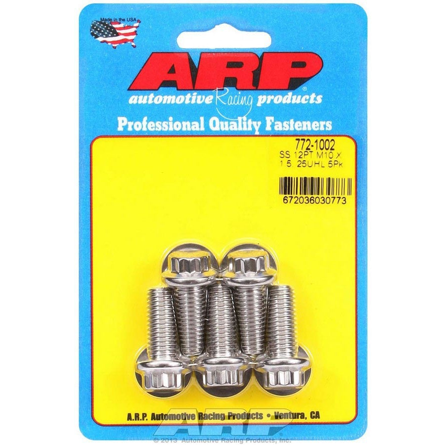 ARP 10 mm x 1.50 Thread Bolt 25 mm Long 12 mm 12 Point Head Stainless - Natural