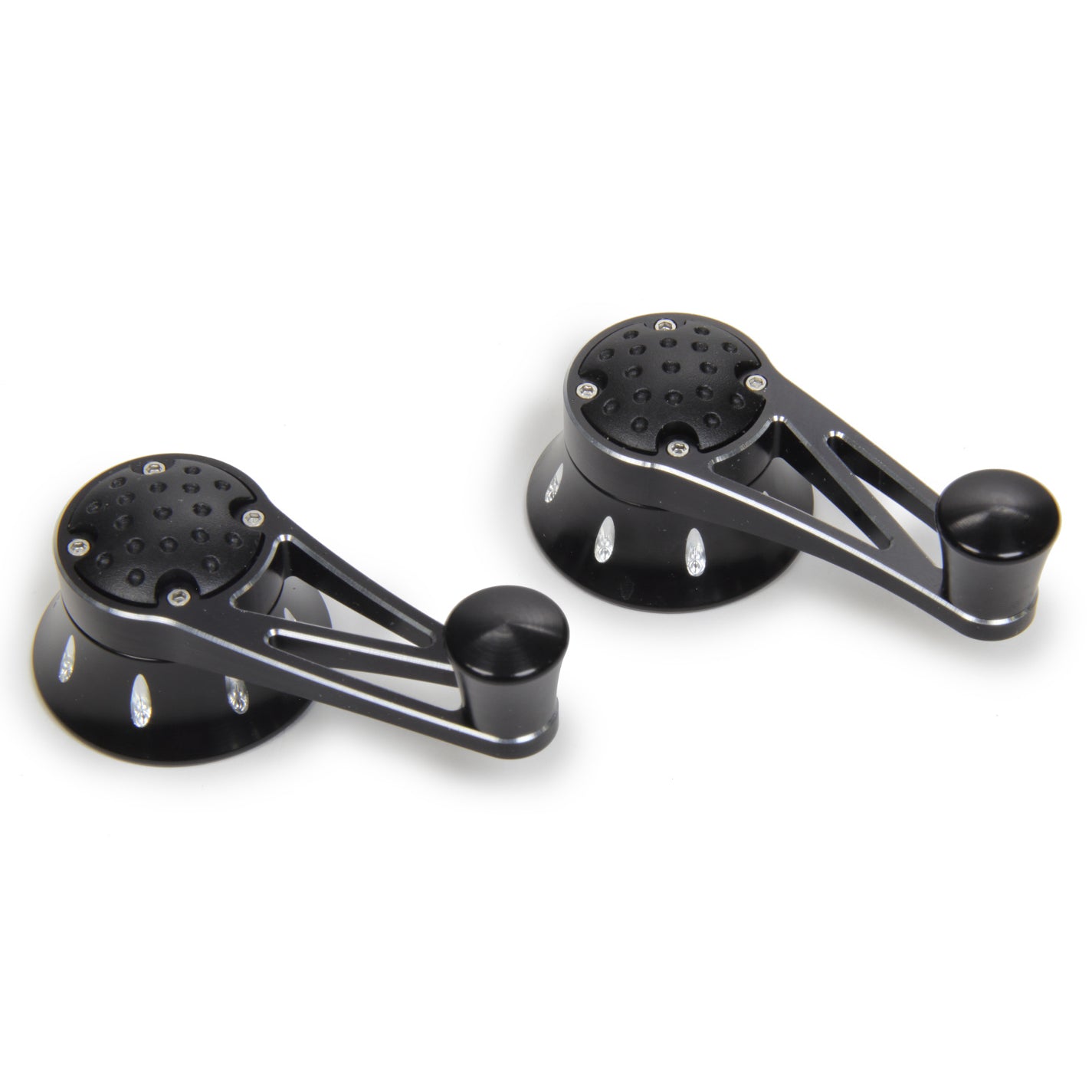 Clayton Machine Works Truss Style Vent Window Crank w/ Black Inserts - Aluminum