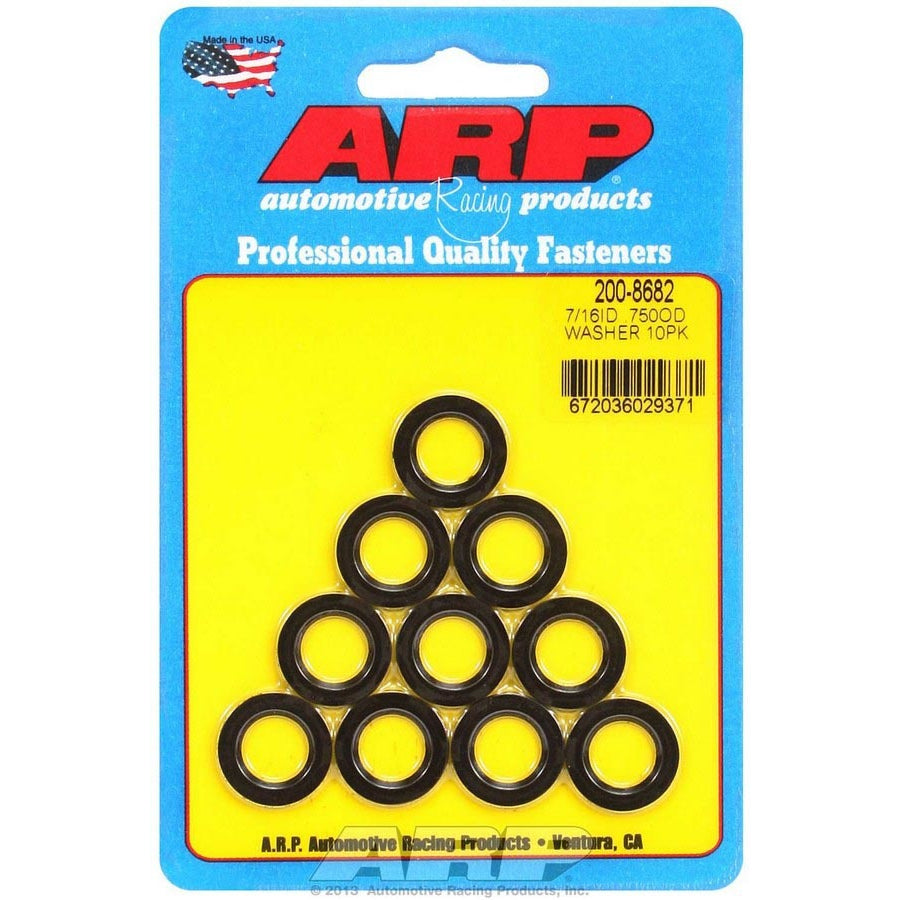 ARP Special Purpose Chamfered Flat Washer - 0.438 in ID - 0.750 in OD - 0.073 in Thick - Chromoly - Black Oxide - Set of 10