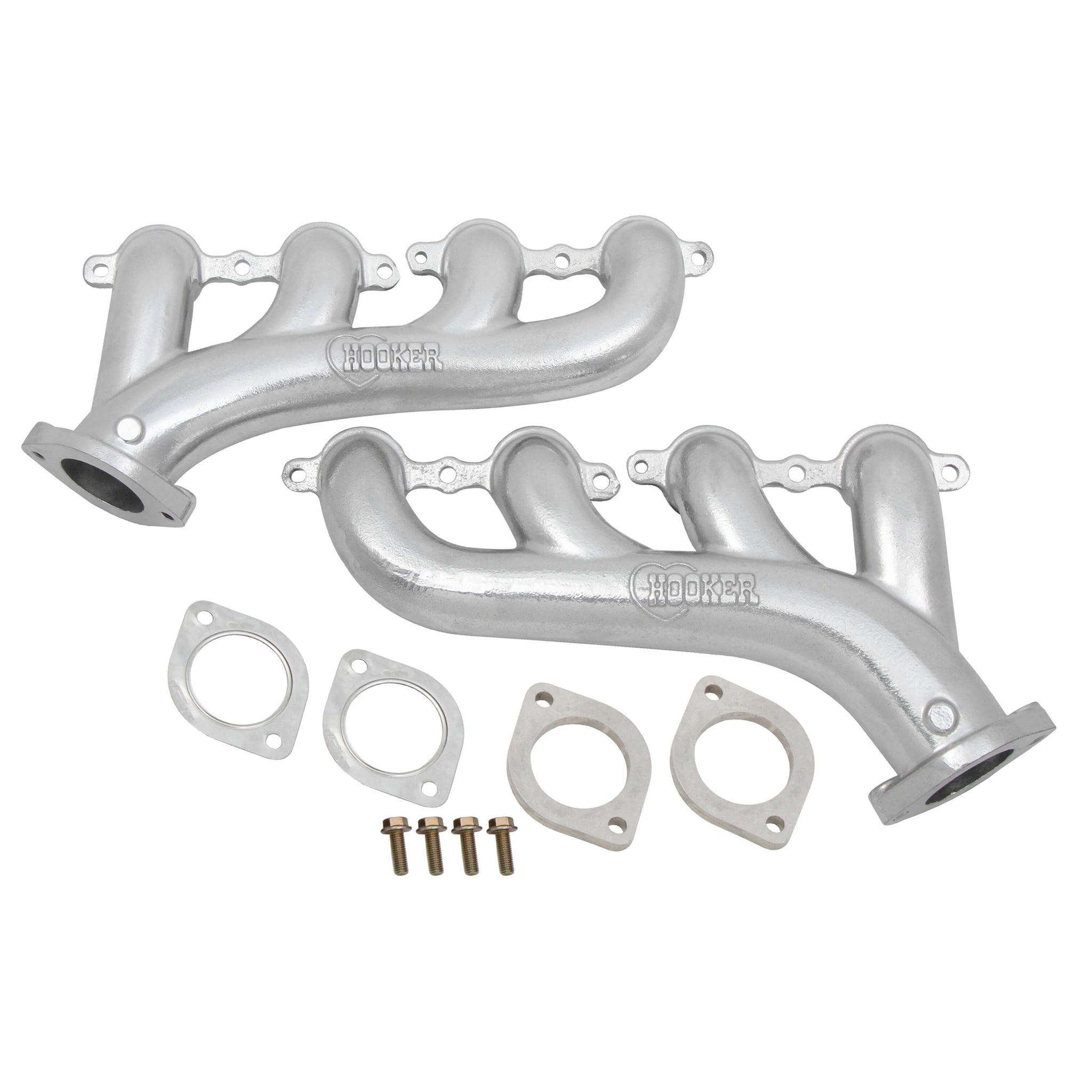 Hooker LS Cast Exhaust Manifold - 2-1/2 in Outlet - Ductile - Silver Ceramic - GM LS-Series - Pair
