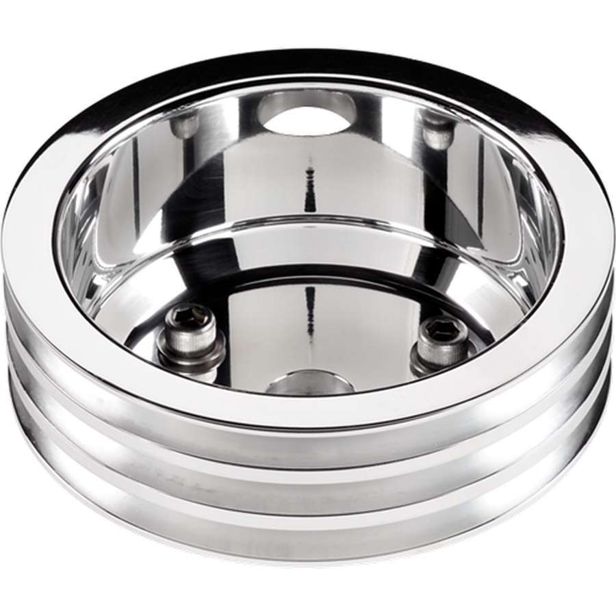 Billet Specialties SB Chevy Triple Groove Crankshaft Pulley - Polished - V-Belt - 6.438 in. Diameter - Chevy