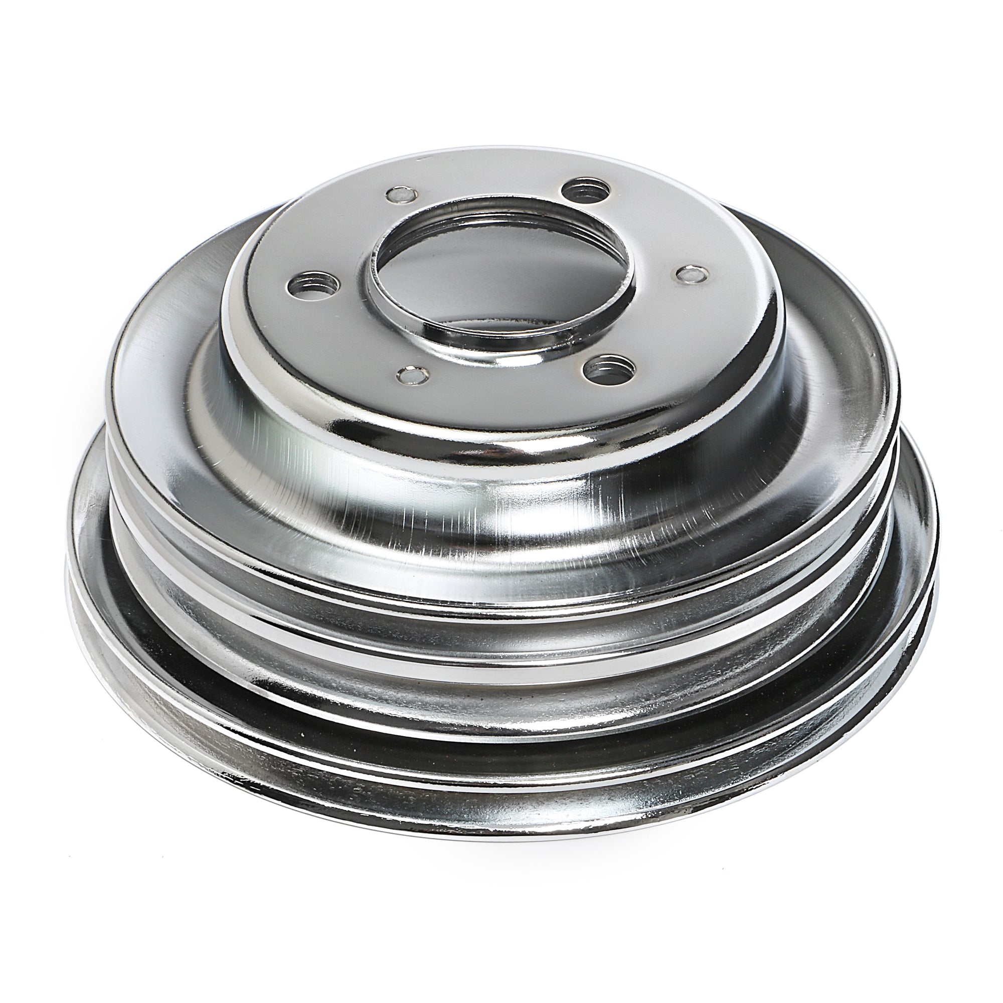 Trans-Dapt V-Belt 3 Groove Crankshaft Pulley - 7.8 in Diameter - Chrome - Long Water Pump - Big Block Chevy