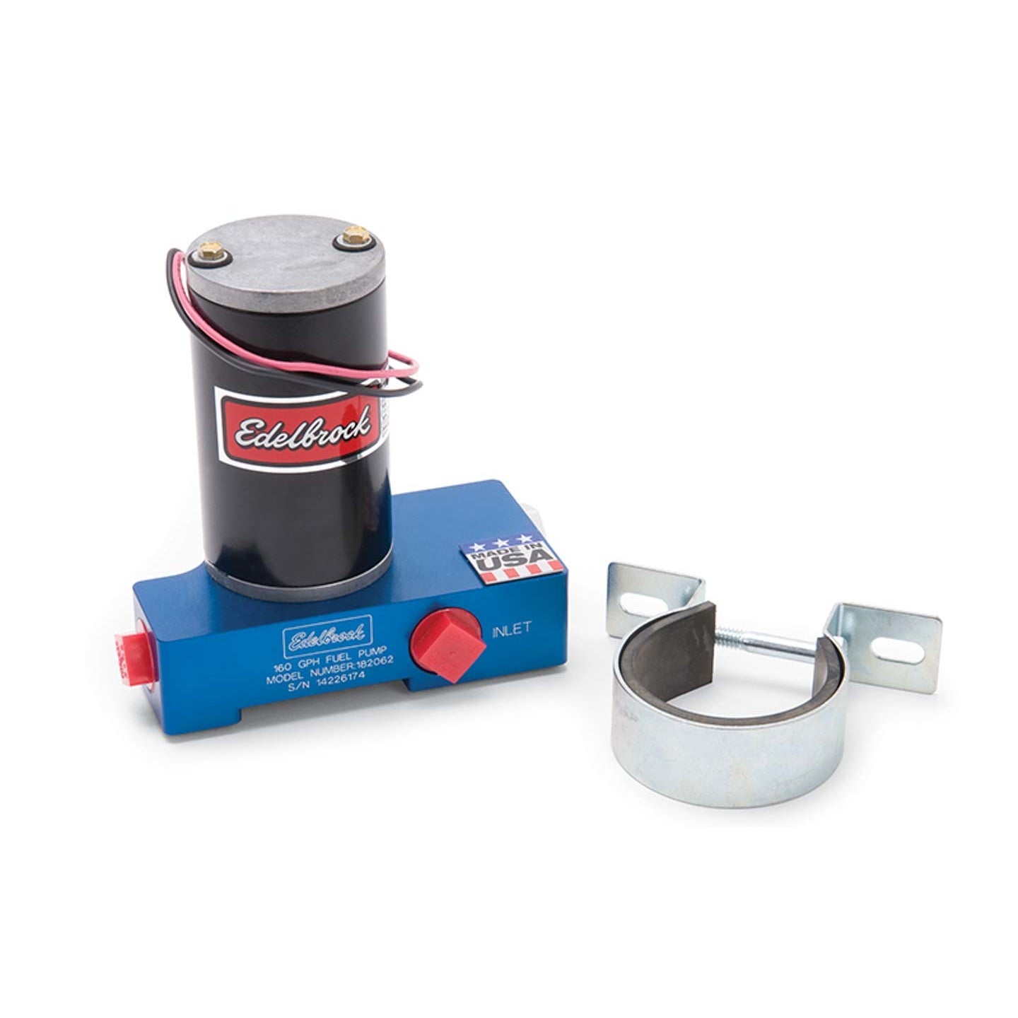Edelbrock Quite-Flo Electric Fuel Pump 160 gph at 12 psi Preset 1/2" NPT Inlet/Outlet Aluminum - Blue Anodize