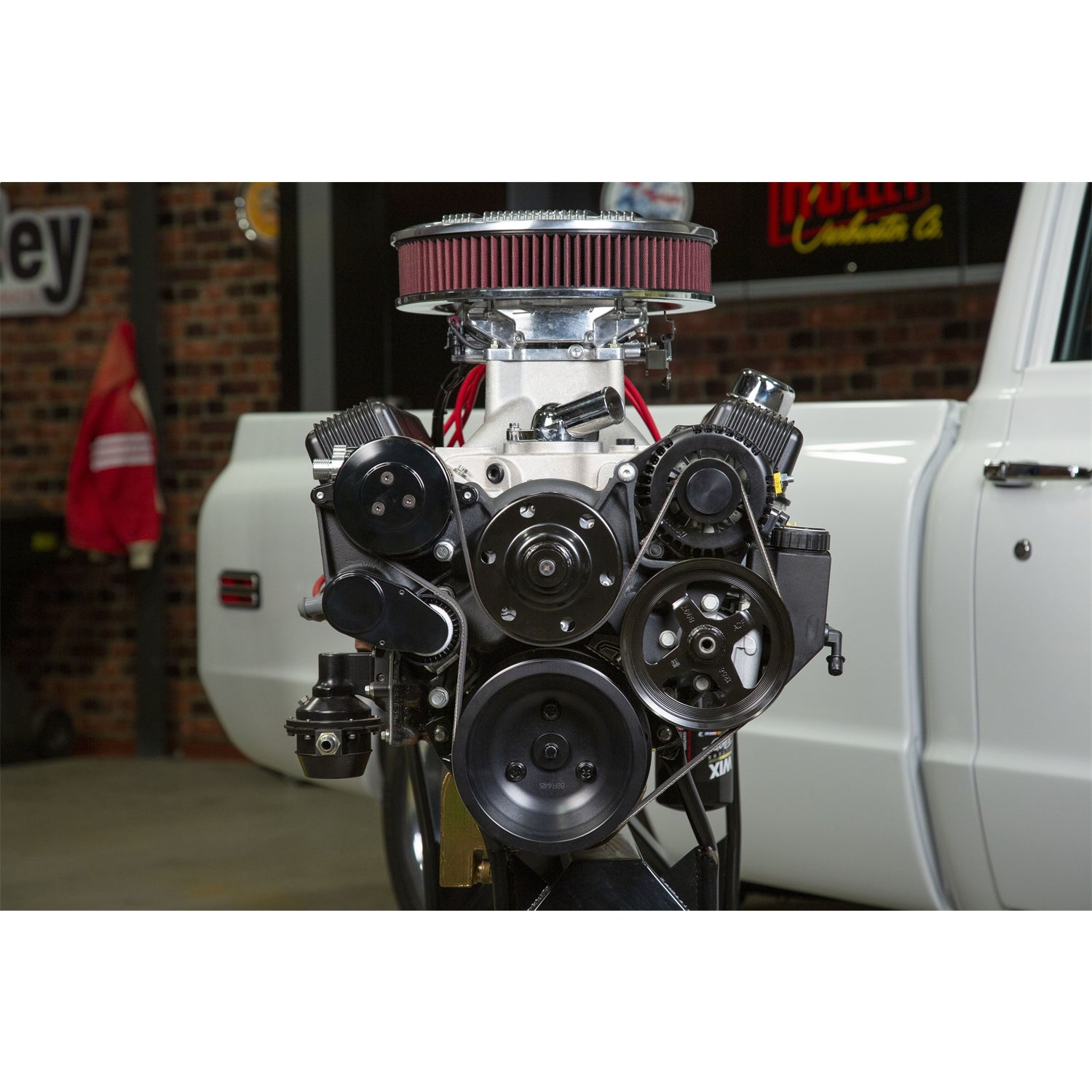 Holley 6 Rib Serpentine Pulley Kit - Aluminum - Black - Small Block Chevy