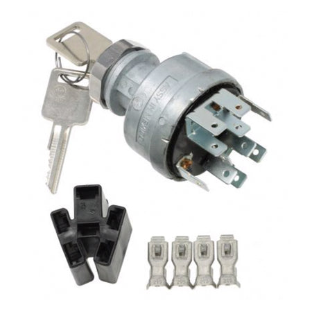 American Autowire 4 Position Ignition Switch - 1/4 Blade Connectors - Square Keys - Aluminum