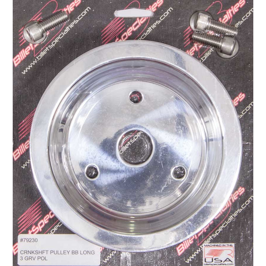 Billet Specialties BB Chevy Triple Groove Crankshaft Pulley - Polished - V-Belt - BB Chevy