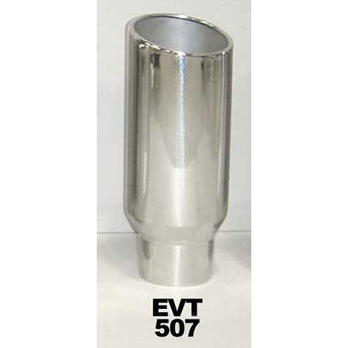 Pypes Monster Weld-On Exhaust Tip - 5 in OD Inlet - 7 in Round Outlet - 18 in Long - Single Wall - Rolled Edge - Angled Cut