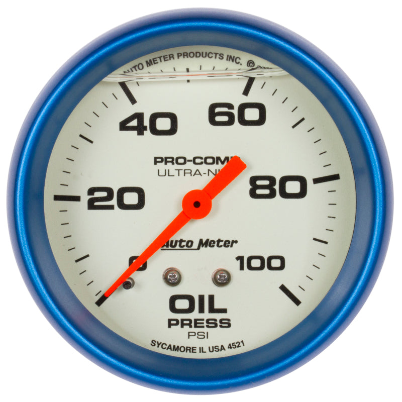 Auto Meter 2-5/8" Ultra-Nite Oil Pressure Gauge - 0-100 psi