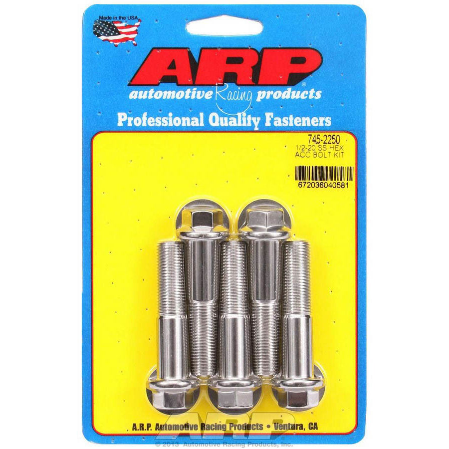 ARP Stainless Steel Bolt Kit - 6 Point (5) 1/2-20 x 2.250