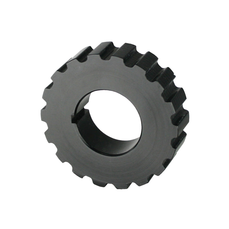 Moroso Gilmer 18 Tooth Crankshaft Pulley - 0.5 in Wide - 3/8 in Pitch - 1 in Mandrel - 1/8 in Keyway - Black Anodized - Universal