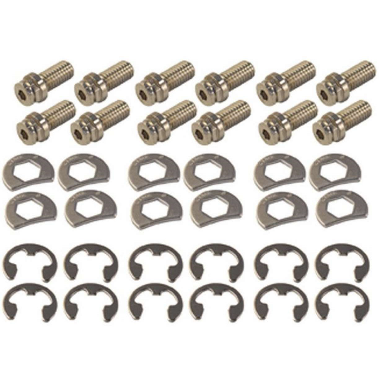 Stage 8 Locking Header Bolt Kit - 3/8"-16 x 3/4" Double Hex Head - Nickel Plated - Steel - SB Chevy - Set of 12