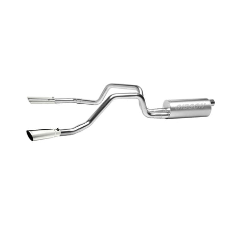 Gibson Dual Split Cat-Back Exhaust System - 2-1/2 in Tailpipe - 3-1/2 in Tips - Polished - GM Fullsize Truck 1989-93