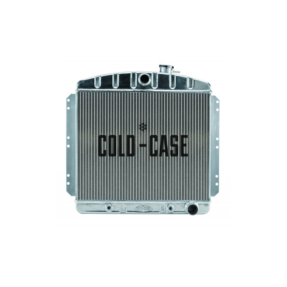 Cold-Case Aluminum Radiator - 25.2" W x 23.2" H x 3" D - Center Inlet - Passenger Side Outlet - Polished - Chevy Car 1949-54