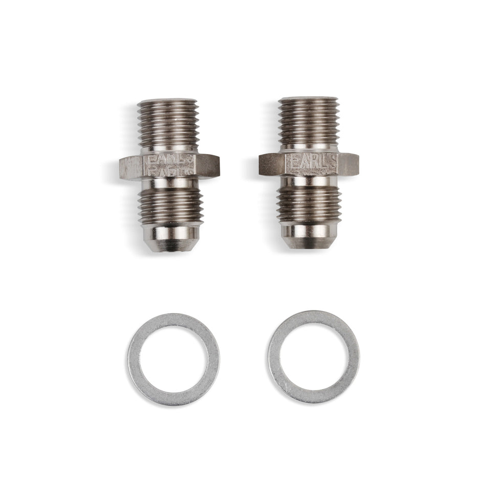 Earl's Adapter Fitting - Straight - 6 AN Male to 1/4 NPT Male - Steel - Nickel Plated - (Pair)