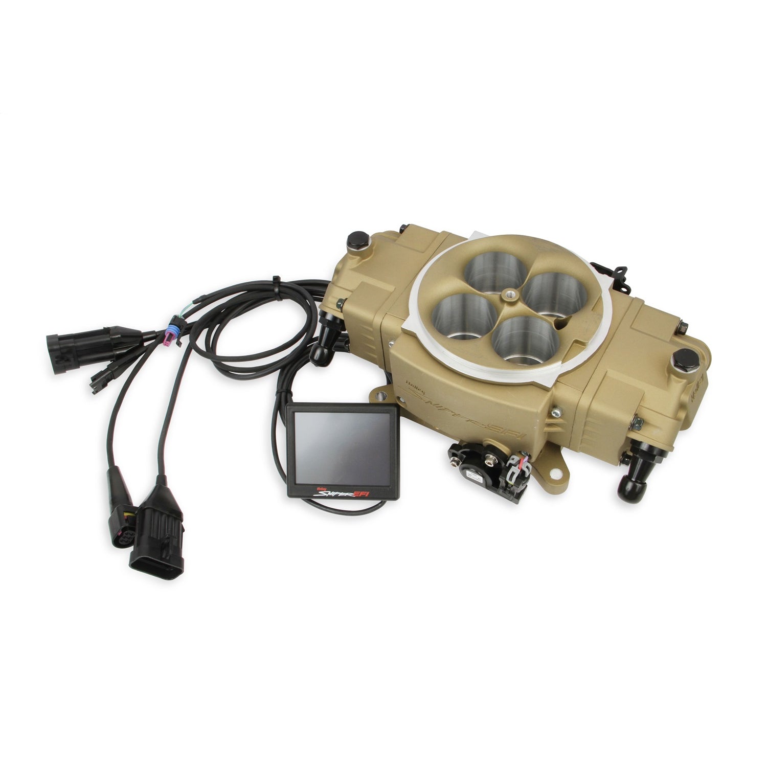 Holley Terminator X Stealth Fuel Injection System - Throttle Body - Square Bore - Fitting/Clamp/Hose - Aluminum - Gold