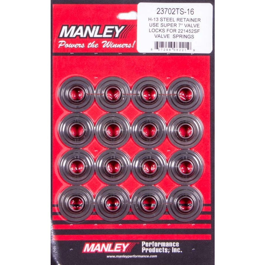 Manley Super 7 Degree Valve Spring Retainer - 1.120 in / 0.790 in OD Steps - 1.550 in Dual Spring - Set of 16