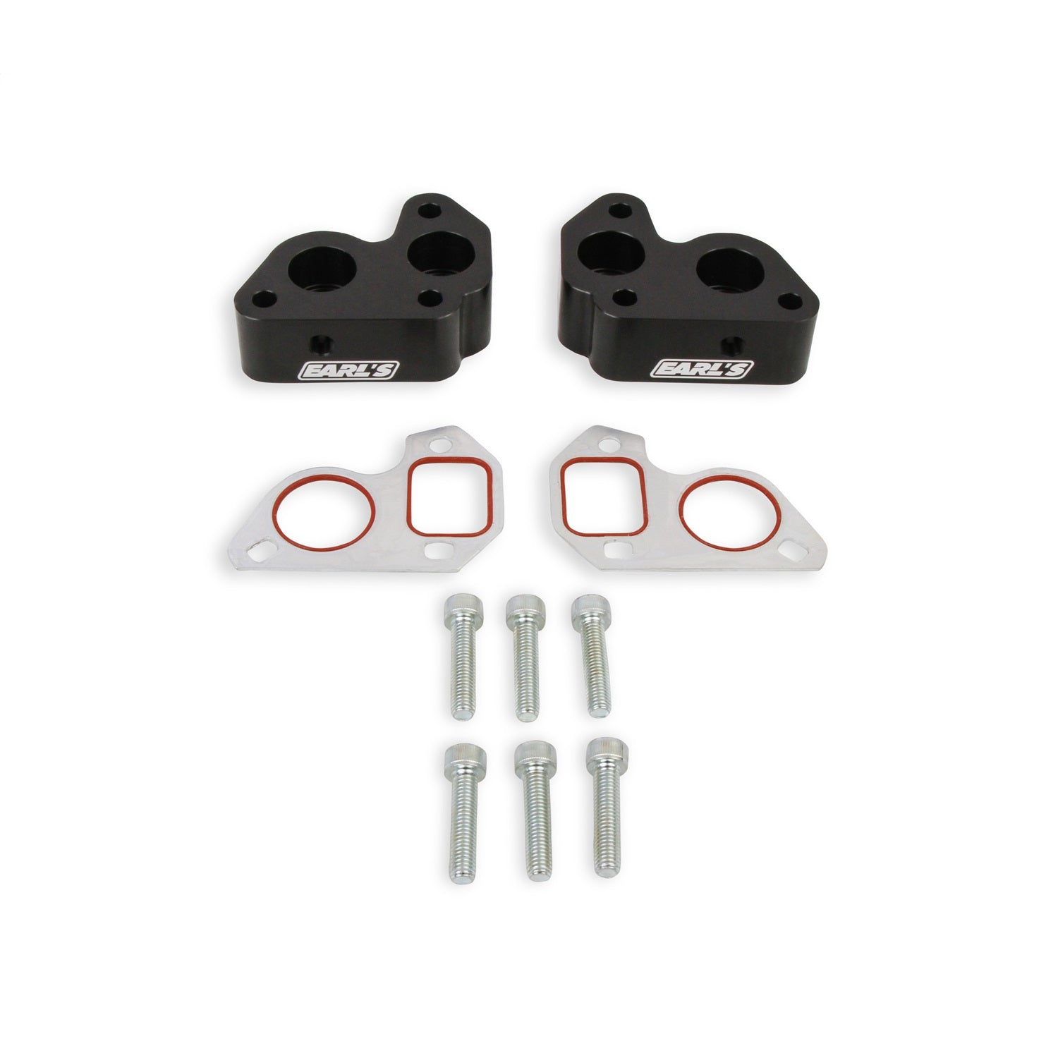 Earl's GM LS Remote Water Pump Adapters - Black (2 Pack)
