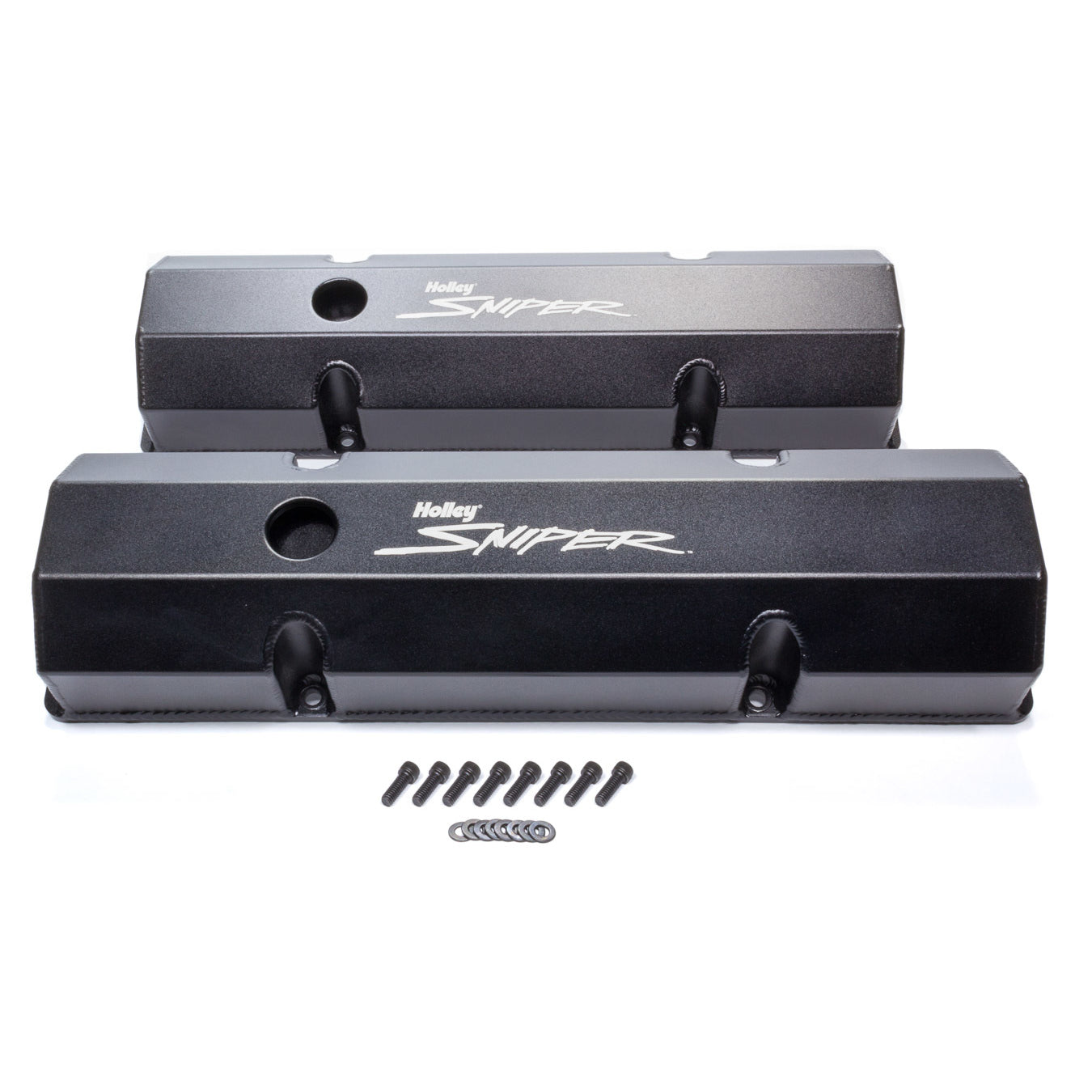 Sniper Fabricated Aluminum Valve Cover - Chevy Small Block - Black Finish