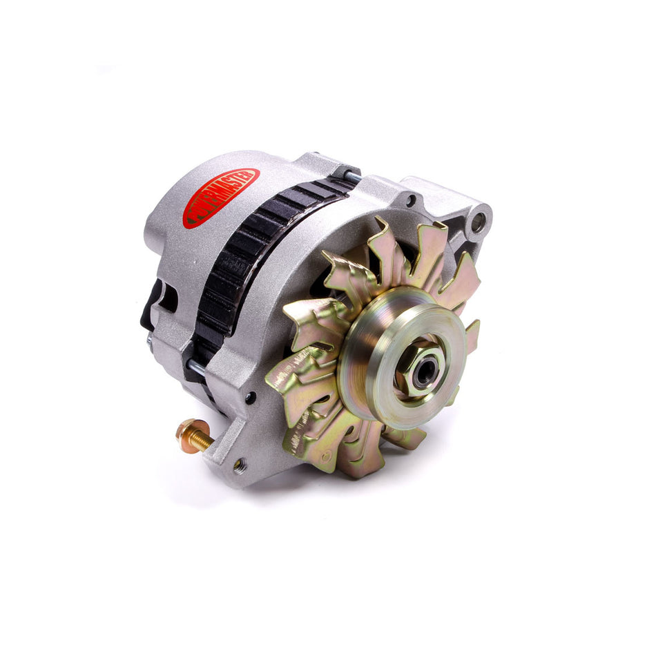 Powermaster CS130 Alternator - 140 amps - 12V - 1-Wire - Single V-Belt Pulley - Straight Mount - Aluminum Case - GM