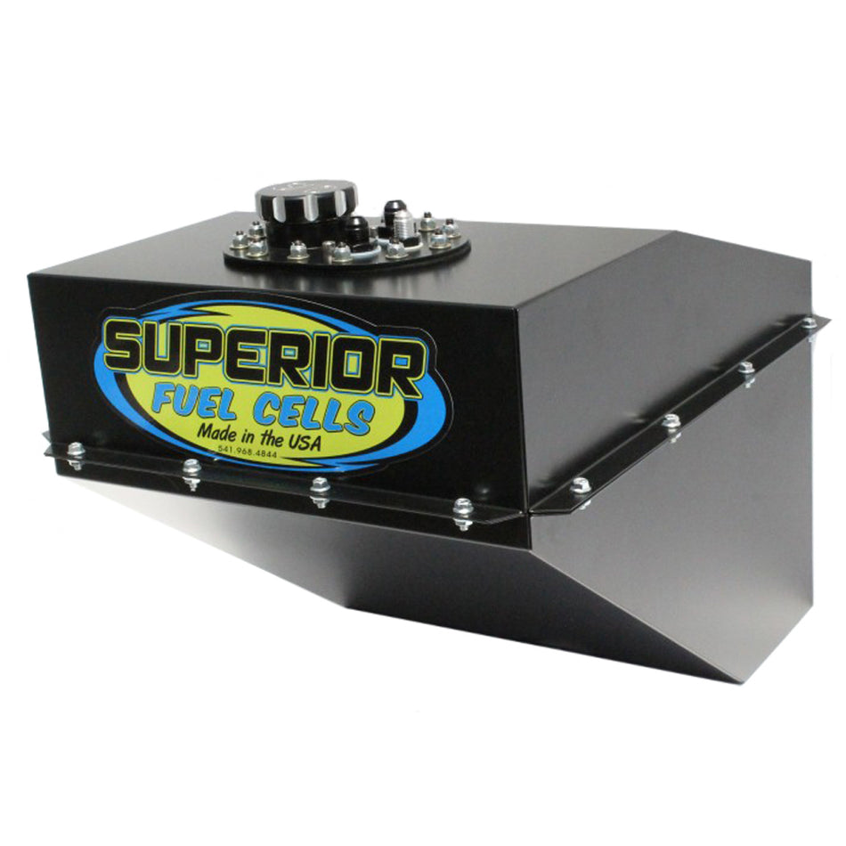 Superior Fuel Cell - 30 Gallon - 20-3/4" Deep x 23-3/4" Wide - 10 AN Male Outlet - 8 AN Return - 6 AN Rollover Valve - Foam - Steel Can / Plastic Cell Plastic - Dirt Late Model / Modified - Black