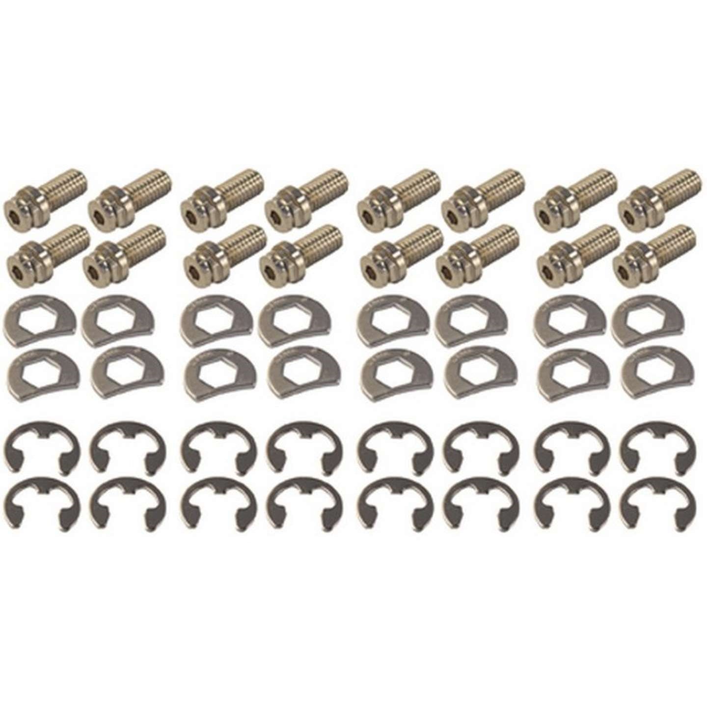 Stage 8 Locking Header Bolt Kit - 3/8"-16 x 3/4" Double Hex Head - Nickel Plated - Steel - SB Ford - Set of 16